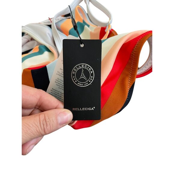 Relleciga Womens Swimsuit Size Small Multicolor One Piece Striped New - Picture 9 of 10